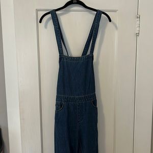Universal thread tie back wide leg cropped overalls